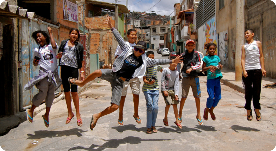Random community people jumping